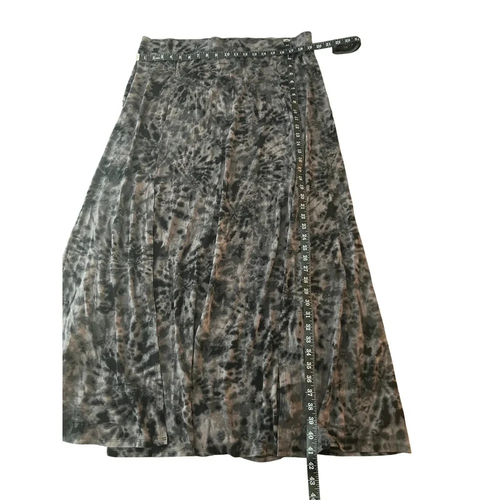 Torrid Grey Black Tie Dye Crushed Maxi Skirt Side Slit Plus Size 2X (1000)